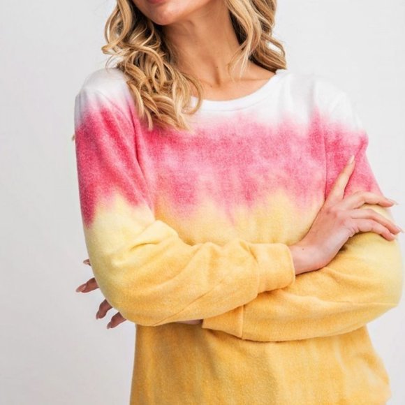 🌼🌸✨Horizontal Tie Dye Round Neck Top - Picture 4 of 6